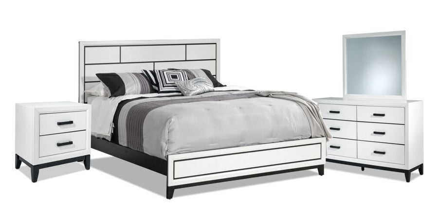 Fog 6-Piece Queen Bedroom Package - White, Black