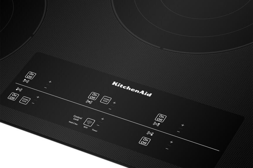 KitchenAid Black 36" Electric Cooktop with 5 Elements and Touch-Activated Controls - KCES956KBL