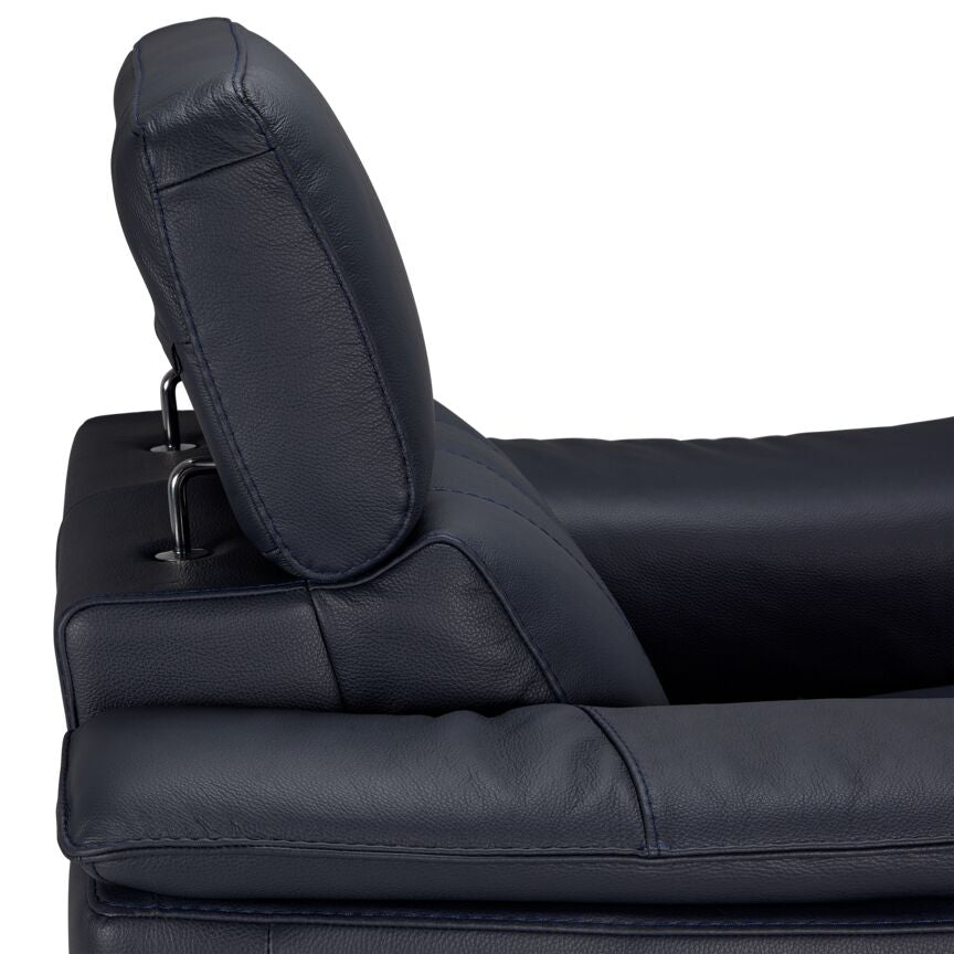 Orlando-Ray Leather Sofa - Blue