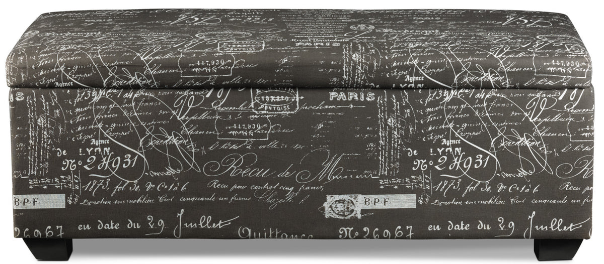 Boardwalk Large Storage Ottoman - Scroll Grey