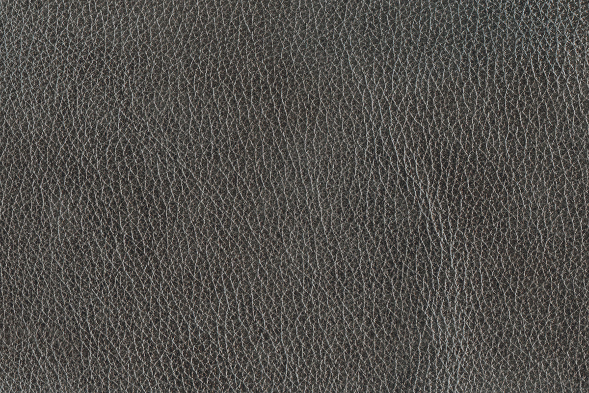 Stampede Leather Ottoman - Charcoal